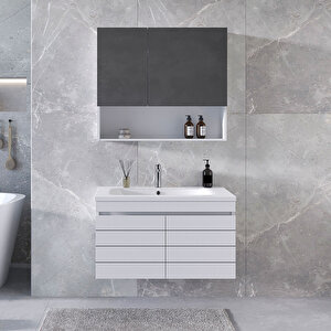 Home Asya 80 Cm Mdf Banyo Dolabı Seti Beyaz 80 cm