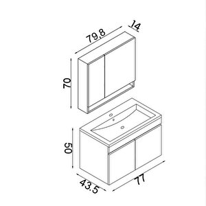 Home Asya 80 Cm Mdf Banyo Dolabı Seti Beyaz 80 cm