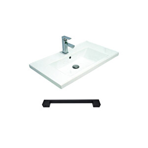 Home Yalova 80cm Antrasit-parlak Akrilik Beyaz Mdf Banyo Dolabı Seti Antrasit Beyaz