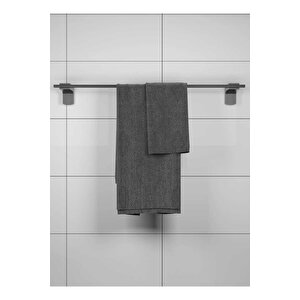 Siyah Lux 4 Lü Banyo Seti 2 Adet Açık Tuvalet Kağıtlık, 2 Adet Uzun Havluluk Siyah