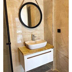 Natur Aynalı Banyo Dolabı Beyaz 80 Cm