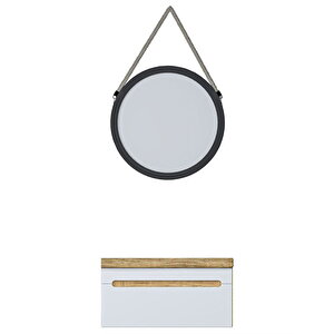 Natur Aynalı Banyo Dolabı Beyaz 80 Cm