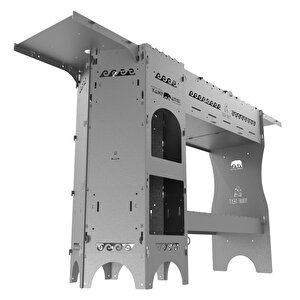 Kamp Ayısı® Forgeout Pro™ Sobalı Ve Izgaralı Taşınabilir Çantalı Katlanabilir 3mm Çelik Outdoor Mutfak Tezgahı