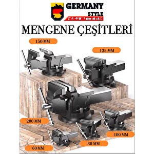Germany Style Premium 200 Mm Çelik Kol Dövme Çelik Sabit Tezgah Masa Mengenesi