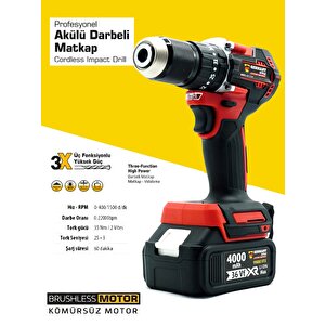 Germany Style Akülü Kırmızı Kömürsüz 4'lü Set Taşlama-kırıcı Delici Hilti-somun Sıkma-vidalama Matkap