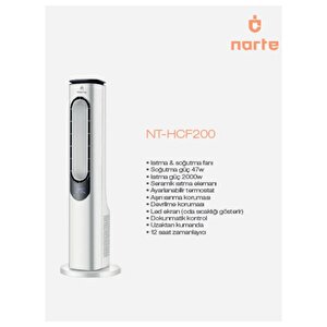 Narte Nt-hcf200 2000 W Uzaktan Kumandalı Kule Tipi Fanlı Isıtıcı Ve Soğutucu