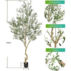 Yapay Zeytin Ağacı Lüx 240cm Doğal Gövdeli Gerçek Görünümlü Yapay Ağaç