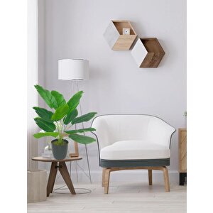 Yapay Çiçek Saksıda Yeşil Muz Yapraklı 12dal 50cm Salon Çiçeği Yapay Bitki