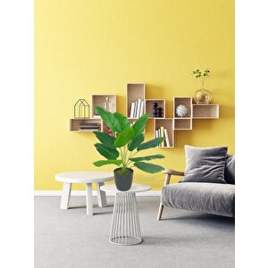 Yapay Çiçek Saksıda Yeşil Muz Yapraklı 12dal 50cm Salon Çiçeği Yapay Bitki