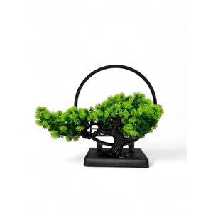 Yapay Ağaç Bonzai Çemberli Model Dekoratif Yapay Ağaç Bonsai Yapay Ağaç Masa Ofis Hediyelik
