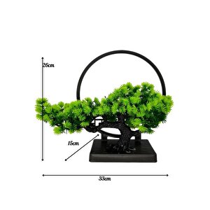 Yapay Ağaç Bonzai Çemberli Model Dekoratif Yapay Ağaç Bonsai Yapay Ağaç Masa Ofis Hediyelik