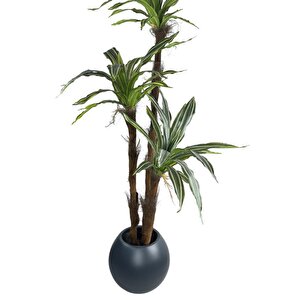 Yapay Ağaç Lüx Yukka Fiber Antrasit Küre Saksıda 3katlı 150*60cm Ofis Çiçeği