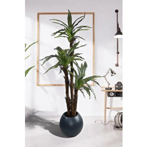 Yapay Ağaç Lüx Yukka Fiber Antrasit Küre Saksıda 3katlı 150*60cm Ofis Çiçeği