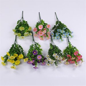 6lı Set Yapay Çiçek Papatya 5 Dallı Plastik Dekoratif Yapay Bitki