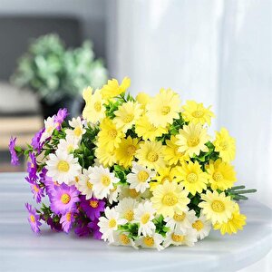 Yapay Çiçek Sarı Papatya 5 Dallı Plastik Dekoratif Yapay Bitki