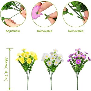 Yapay Çiçek Yeşil Papatya 5 Dallı Plastik Dekoratif Yapay Bitki