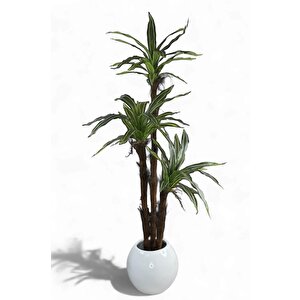 Yapay Ağaç Lüx Yukka Fiber Beyaz Küre Saksıda 3katlı 150*60cm Ofis Çiçeği