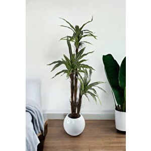 Yapay Ağaç Lüx Yukka Fiber Beyaz Küre Saksıda 3katlı 150*60cm Ofis Çiçeği