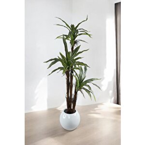 Yapay Ağaç Lüx Yukka Fiber Beyaz Küre Saksıda 3katlı 150*60cm Ofis Çiçeği