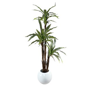 Yapay Ağaç Lüx Yukka Fiber Beyaz Küre Saksıda 3katlı 150*60cm Ofis Çiçeği