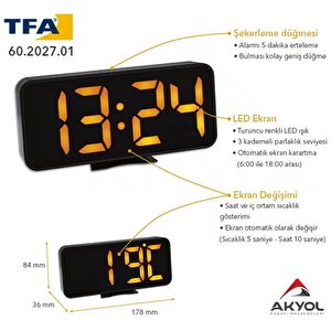 Tfa 60.2027.01 Alarmlı Dijital Saat Termometre