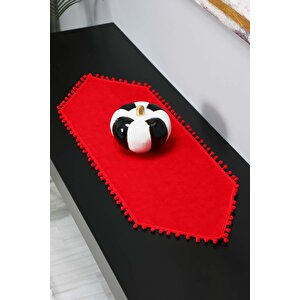 Ponponlu Runner 90x30,r-20k Kırmızı