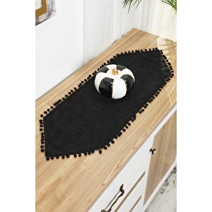 Ponponlu Runner 90x30,r-20k Siyah