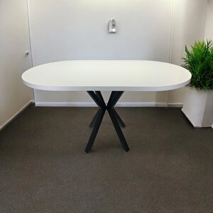 Oval Yemek Masası 6 Kişilik 160 X 90 Beyaz