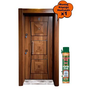 Çelik Kapi Ahşap Kaplama Çelik Kapi, Kabartmalı Model Daire Kapısı Sağ
