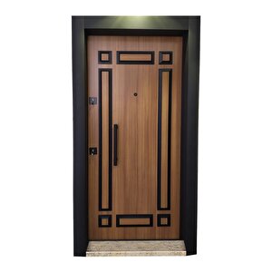 Celik Kapi Tırnaklı Sistem Çelik Kapı, Siyah Kasalı Kabartma Model Daire Kapısı Sağ