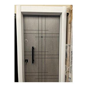 Çelik Kapı, Beyaz - Gri Daire Giriş Kapısı, Düz Model Çelik Kapı