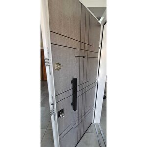 Çelik Kapı, Beyaz - Gri Daire Giriş Kapısı, Düz Model Çelik Kapı
