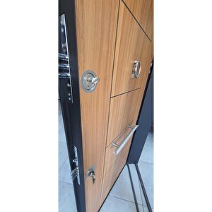 Çelik Kapı, Ahşap Desenli Çelik Kapı, Tırnaklı Çelik Kapı, Daire Kapısı Sol Açılım
