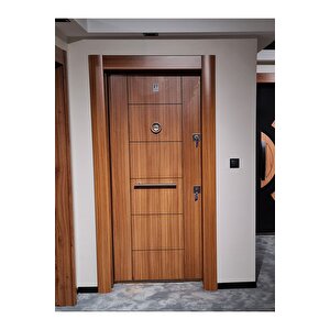Celik Kapi Ahşap Kaplamalı, Tırnaklı Sistem Çelik Kapı, Düz Model Daire Kapısı Sol