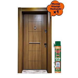 Celik Kapi Ahşap Kaplamalı, Tırnaklı Sistem Çelik Kapı, Düz Model Daire Kapısı Sol