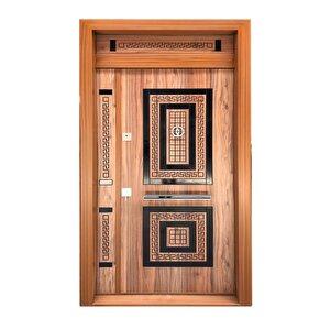 Çelik Kapı Modelleri Ahşap Çelik Kapı Modelleri Desenli Lüx Apartman Kapısı Villa Kapısı Sol Açılım