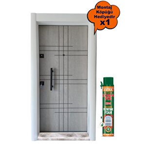 Beyaz Çelik Kapı Kasalı Rustik Çizgili Düz Model Daire Kapısı