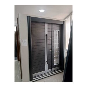 Çelik Kapı, Antrasit Renk Düz Model Apartman Giriş Kapısı ,villa Kapısı, Çelik Kapı Sol