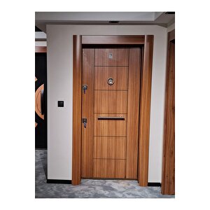 Celik Kapi, Tırnaklı Sistem Çelik Kapı, Ahşap Kaplamalı Düz Model Sağ Açılım Daire Kapısı