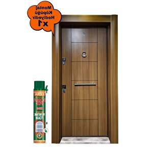 Celik Kapi, Tırnaklı Sistem Çelik Kapı, Ahşap Kaplamalı Düz Model Sağ Açılım Daire Kapısı