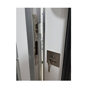 Beyaz Apartman Giriş Kapısı Beyaz Renk Camlı Model Daire Giriş Kapısı Sol Açılım