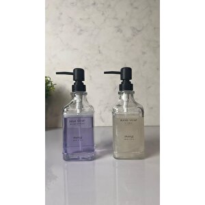 Okyanus Home Siyah Pompalı İkili Kare Cam Sıvı Sabunluk 500ml