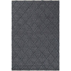 Elegance 01 Antrasit Yün Halı Salon Halısı Koridor Halı Yolluk El Dokuma Halı Örgü El Halı 80x150 cm