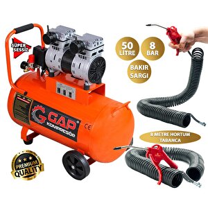 Gap 50 Litre Ultra Sessiz Yağsız Sessiz Hava Kompresörü 8 Metre Hortum Tabancalı