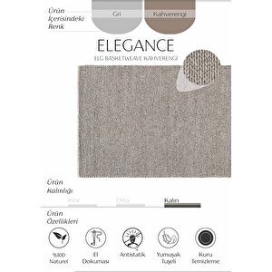 Elegance Kahve Yün Halı Natural Salon Koridor Halı Yolluk El Dokuma Halı Örgü El Halısı 80x150 cm