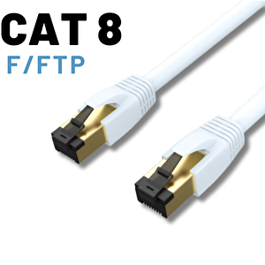Irenis 15 Metre Cat8 Kablo F/ftp Lszh Ethernet Network Lan Ağ Kablosu Beyaz