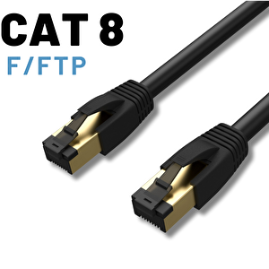 Irenis 15 Metre Cat8 Kablo F/ftp Lszh Ethernet Network Lan Ağ Kablosu Siyah