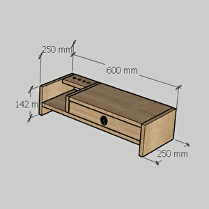Emkawood Mira Monitör Yükseltici Laptop Standı Siyah Raf