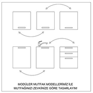 430 Cm Pastel Ankastre Modüllü Mdf Kapaklı Hazır Mutfak Dolabı, L Mutfak Dolabı Tezgah Dahi̇l