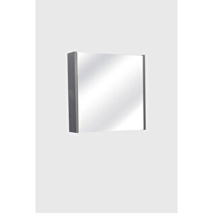 Aynalı Banyo Dolabı – Raflı Lavabo Üstü, Modern Tasarım - 65x60 Antrasit